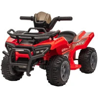 Quad Elettrico per Bambini con Batteria Ricaricabile 6V, Pulsante Acceleratore, Età 18-36 Mesi, 70x42x45cm, Rosso