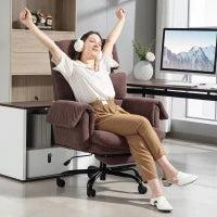 Sedia da Ufficio con Schienale Regolabile, Girevole, con Altezza Regolabile, Struttura in Acciaio, Marrone