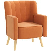 Poltrona d'Arredo Moderna con Schienale Inclinato, in Tessuto Effetto Velluto, 70x76x92 cm, Marrone