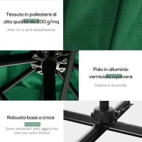 Ombrellone da Giardino a Manovella 2.5x2.5  m con Rotazione 360° e Parasole Regolabile, Verde