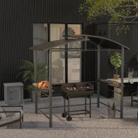 Barbecue in Acciaio con 2 Griglie Indipendenti, 2 Ruote e Ripiano Inferiore | Nero | 90cm x 45cm x 96cm