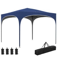 Gazebo Pieghevole, Regolabile in Altezza, Supporti Metallici, con Borsa da Trasporto, 2.95 x 2.95 x 2.55 m, Blu Scuro
