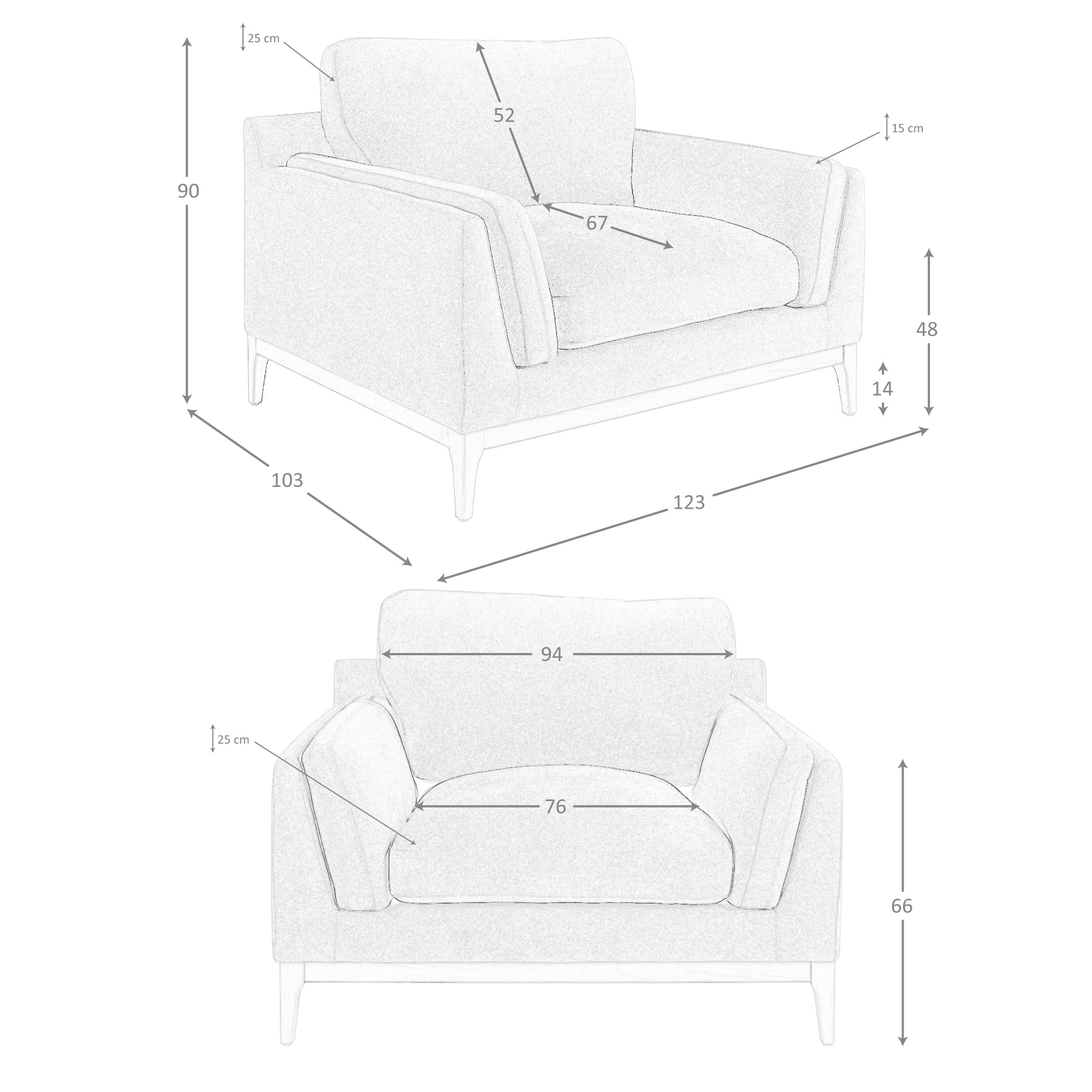 Poltrona in tessuto 123 x 103 x 90 cm colore marrone