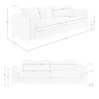 Divano a 3 posti in tessuto 260 x 92 x 88 cm colore marrone