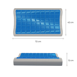 Cuscino in memory foam con Gel - Cervicale e Termoregolatore - Stop al Sudore - Kratos - 72x42x12/8/9cm