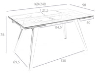 Tavolo da pranzo allungabile in vetro temperato e acciaio cromato
