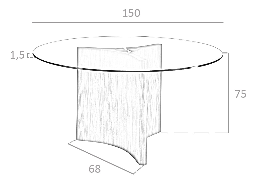 Tavolo da pranzo in legno di noce e vetro