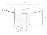 Tavolo da pranzo in legno di noce e vetro