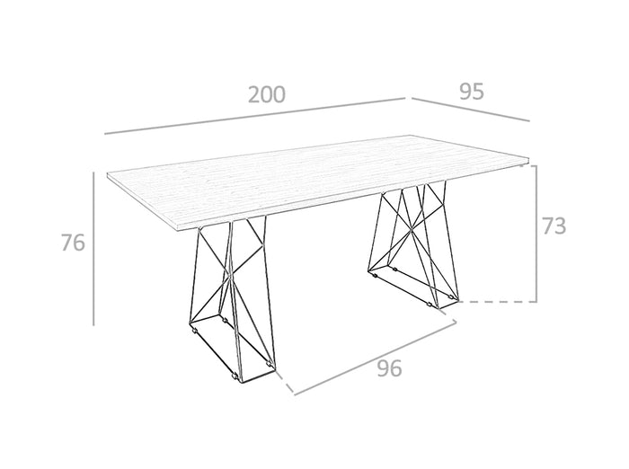 Tavolo da pranzo rettangolare e acciaio