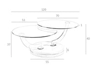 Tavolino girevole in legno bianco e vetro temperato