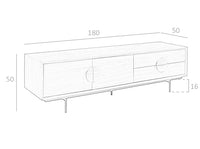 Mobile TV 180x50x50 cm in legno noce e acciaio nero