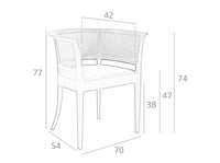 Sedia ecopelle rattan e legno di noce