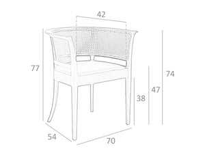 Sedia ecopelle rattan e legno di noce