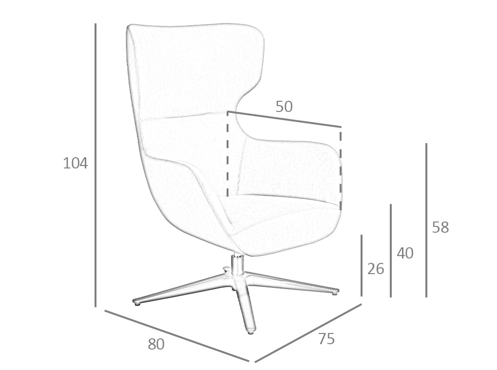 Poltrona girevole in simili pelle grigia