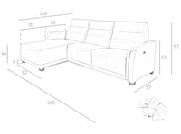 Divano chaiselongue in pelle e con relax