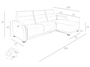 Divano chaise longue in pelle e relax