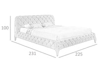 Letto matrimoniale 225x231x100 cm rivestito in tessuto capitonné