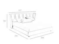 Letto matrimoniale 227x235x107 cm rivestito in similpelle con struttura in acciaio nero