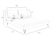 Letto matrimoniale 192x223x98 cm rivestito in similpelle con gambe in acciaio colore nero