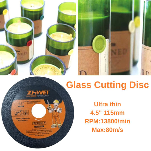 Disco Diamantato Da Taglio Vetro 115 mm Per Smerigliatrice Angolare Foro 22.2 mm art.07633