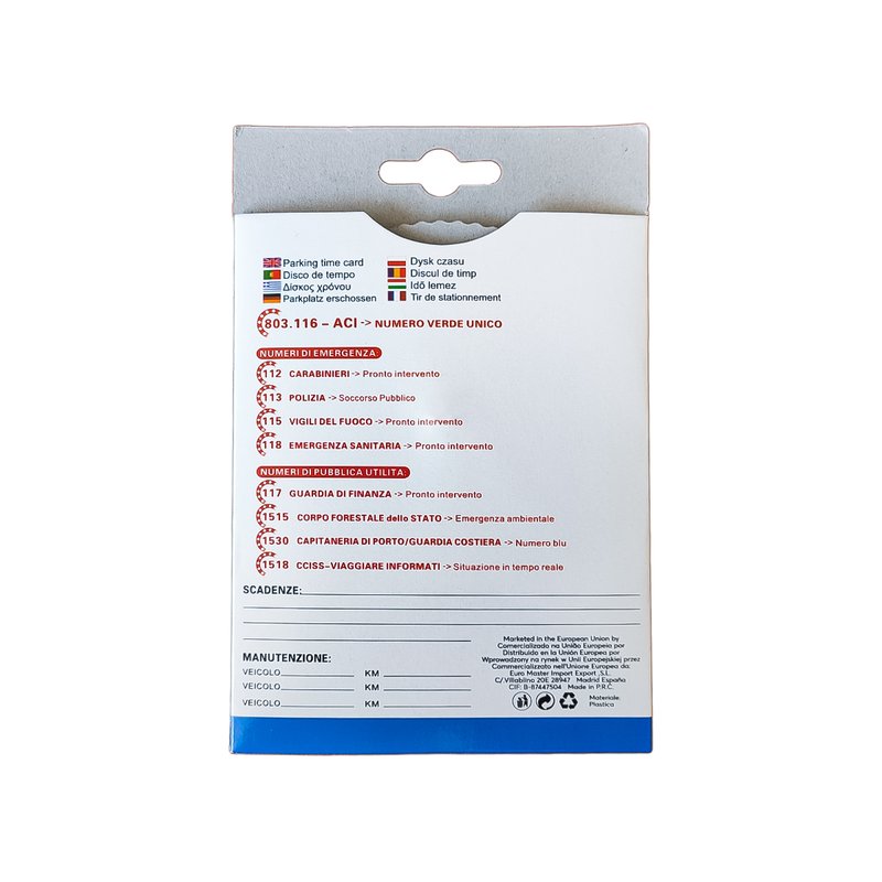 Disco Orario In Carta Per Parcheggio Disco Di Tempo Tipo Europa
