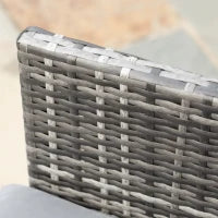 Set 11 Pz Tavolo da Giardino con Sedie, Pouf e Cuscini, in Rattan PE, Grigio