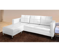 Divano 3 posti con pouf reversibile dx/sx in ecopelle bianco 205cm Sicorage Sufly