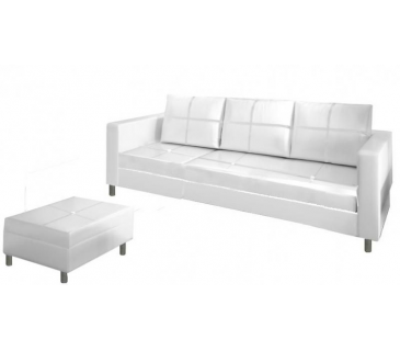 Divano 3 posti con pouf reversibile dx/sx in ecopelle bianco 205cm Sicorage Sufly