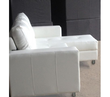 Divano 3 posti con pouf reversibile dx/sx in ecopelle bianco 205cm Sicorage Sufly