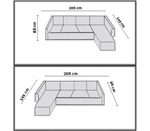 Divano 3 posti con pouf reversibile dx/sx in ecopelle bianco 205cm Sicorage Sufly