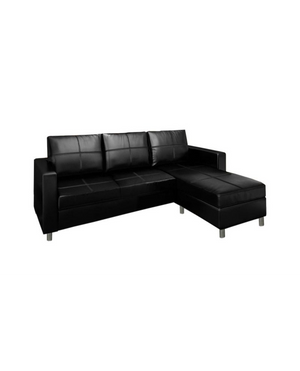 Divano 3 posti con pouf reversibile dx/sx in ecopelle nero 205cm Sicorage Sufly
