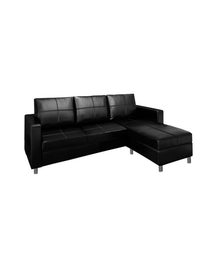 Divano 3 posti con pouf reversibile dx/sx in ecopelle nero 205cm Sicorage Sufly