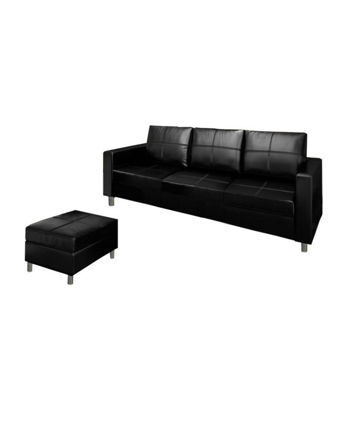 Divano 3 posti con pouf reversibile dx/sx in ecopelle nero 205cm Sicorage Sufly