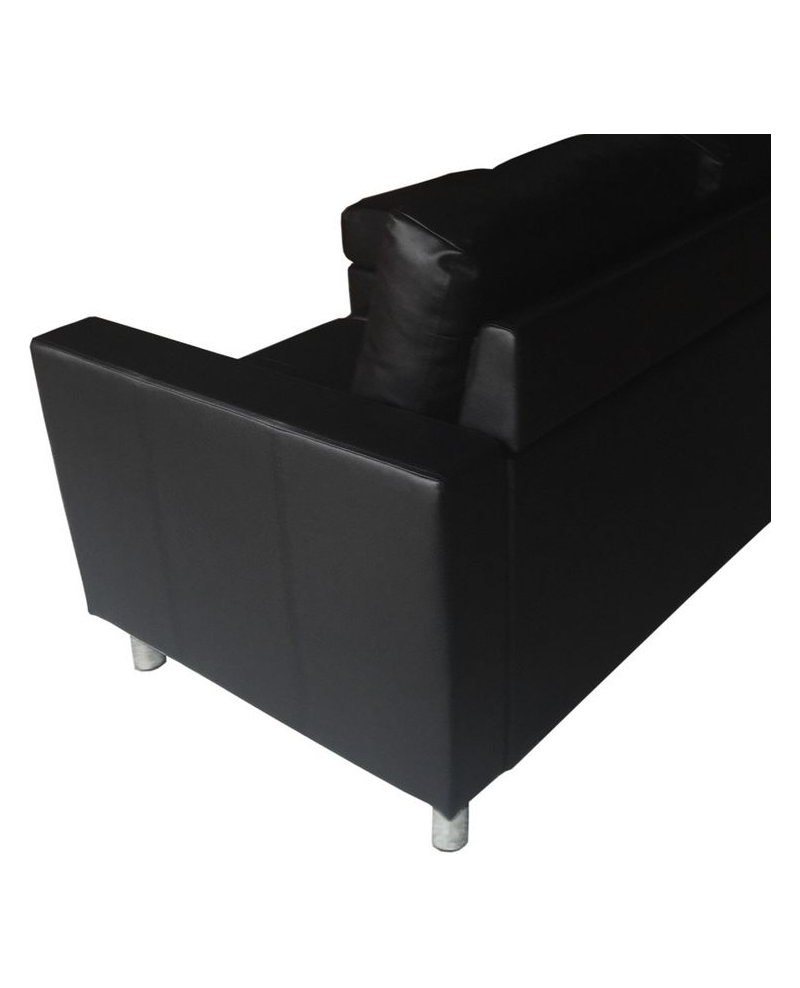Divano 3 posti con pouf reversibile dx/sx in ecopelle nero 205cm Sicorage Sufly