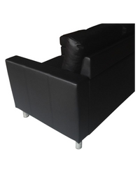 Divano 3 posti con pouf reversibile dx/sx in ecopelle nero 205cm Sicorage Sufly