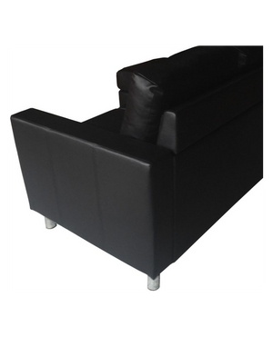 Divano 3 posti con pouf reversibile dx/sx in ecopelle nero 205cm Sicorage Sufly