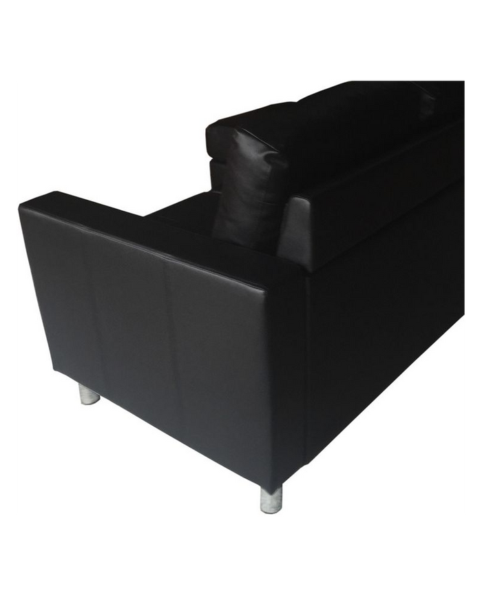 Divano 3 posti con pouf reversibile dx/sx in ecopelle nero 205cm Sicorage Sufly