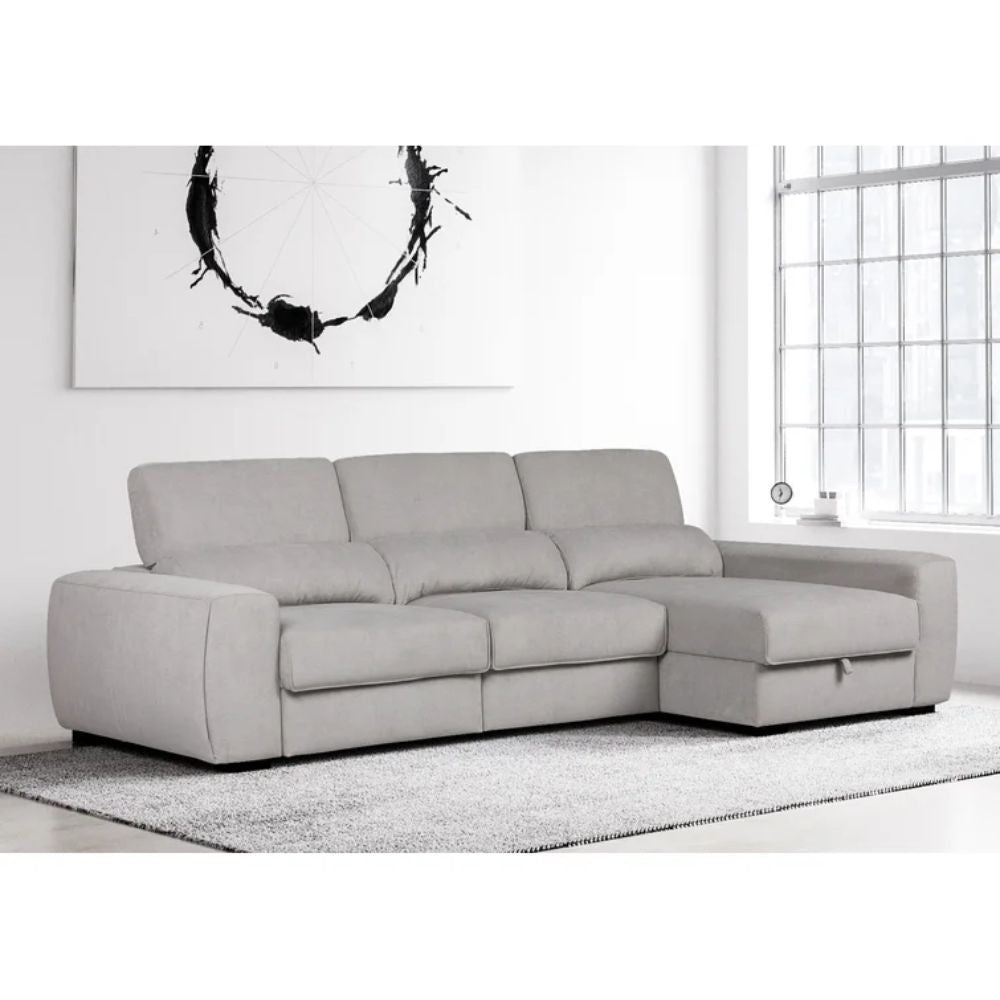 Divano Duke grigio G1312 penisola reversibile e funzione letto