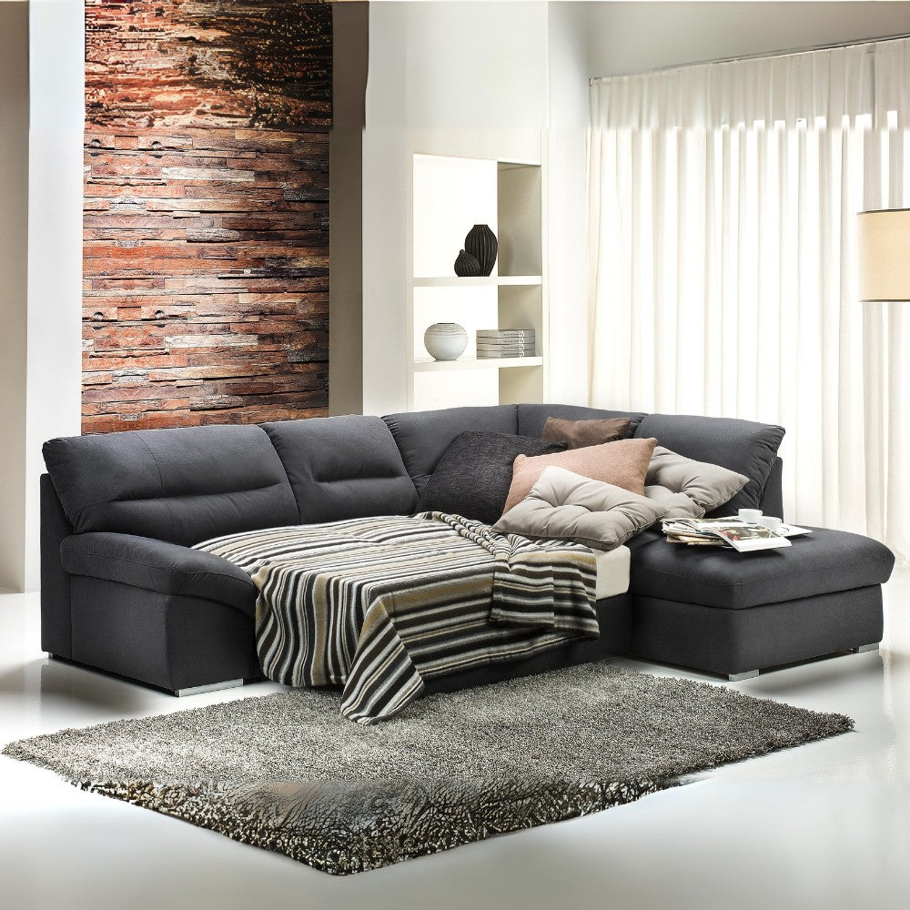 Divano angolare Stefy con penisola contenitore destra 268x212 in tessuto Preston 96