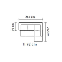 Divano angolare Stefy con penisola contenitore destra 268x212 in tessuto Preston 96