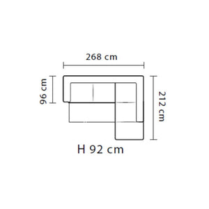 Divano angolare Stefy con penisola contenitore destra 268x212 in tessuto Preston 96