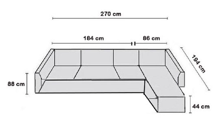 Divano angolare, pelle marrone moderno 270cm Sicorage Eldy Sinistra