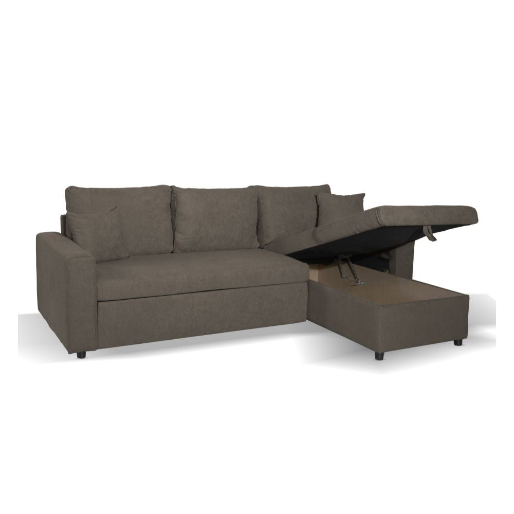 Divano con penisola reversibile Golf e letto estraibile in tessuto khaki Enjoy09