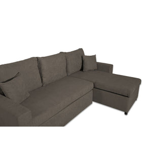 Divano con penisola reversibile Golf e letto estraibile in tessuto khaki Enjoy09