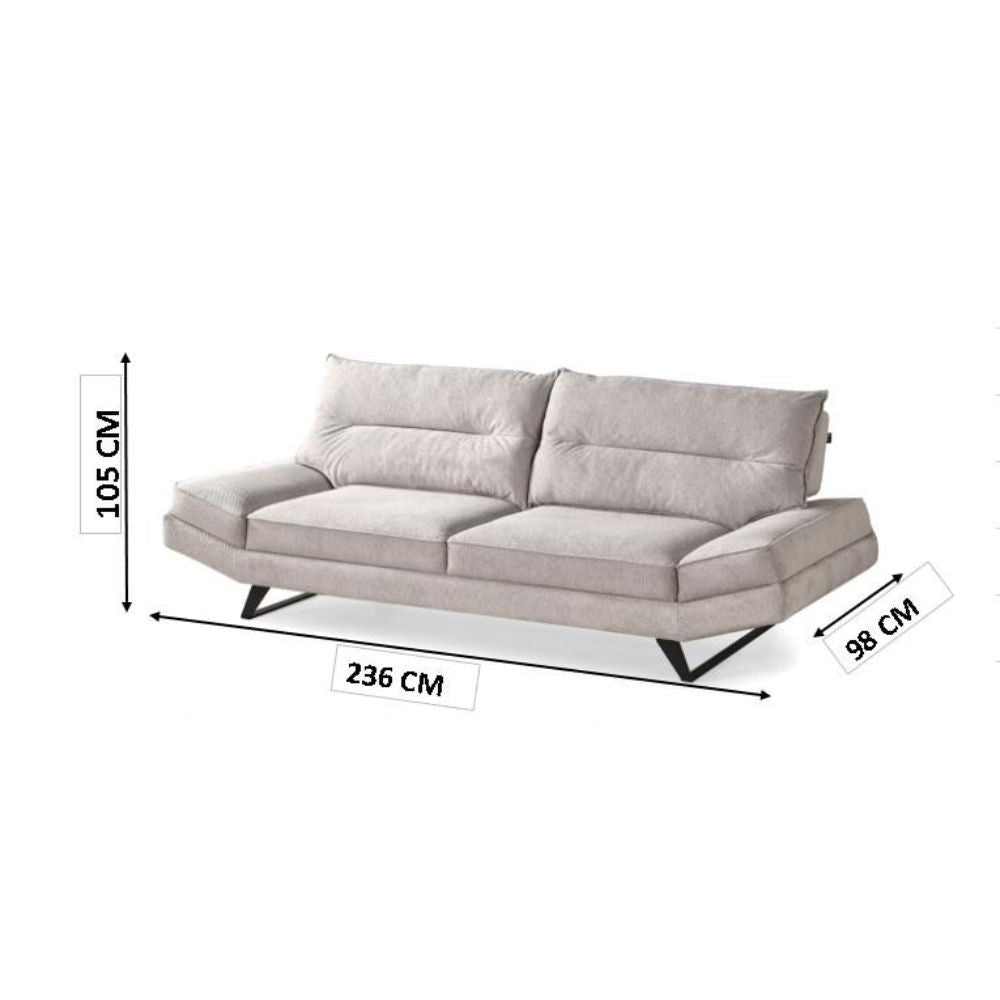 Divano contenitore Lena 3 posti con schienali basculanti in tessuto microfibra Caddy 620 tortora