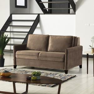 Divano letto 2 posti Alcona con contenitore in tessuto colore cappuccino 67-056