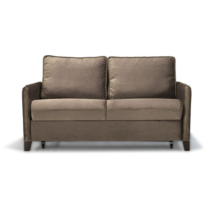 Divano letto 2 posti Alcona con contenitore in tessuto colore cappuccino 67-056