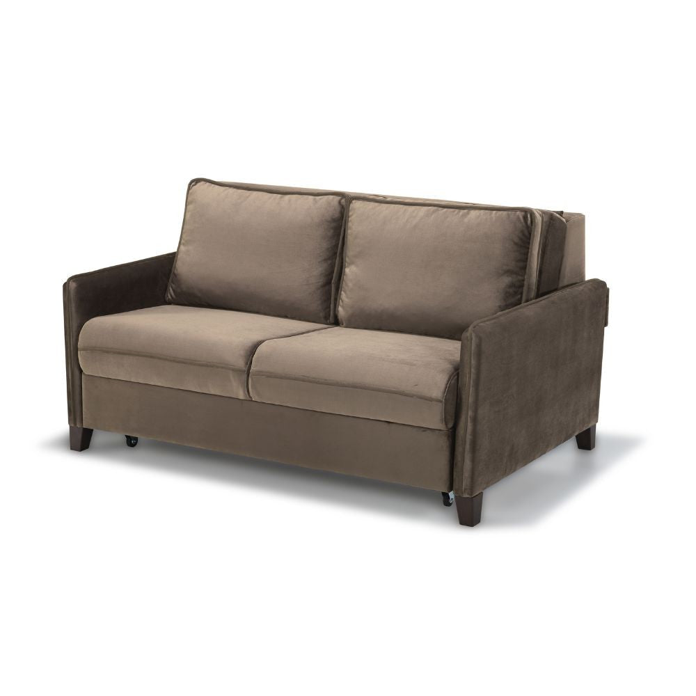 Divano letto 2 posti Alcona con contenitore in tessuto colore cappuccino 67-056