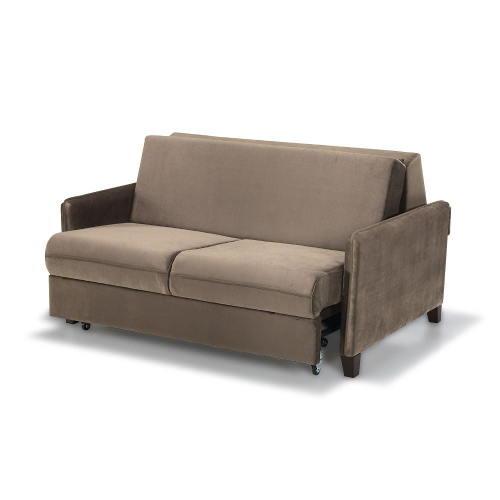 Divano letto 2 posti Alcona con contenitore in tessuto colore cappuccino 67-056