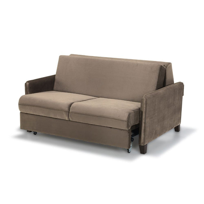 Divano letto 2 posti Alcona con contenitore in tessuto colore cappuccino 67-056